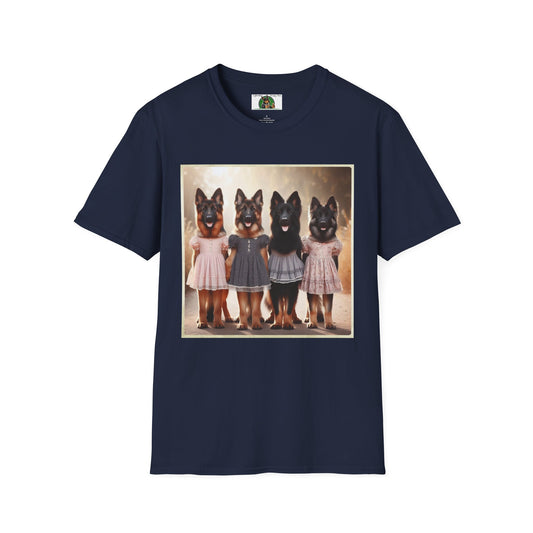 German Shepherd Dog Girls Unisex Softstyle T-Shirt T-Shirt Printify S Navy 