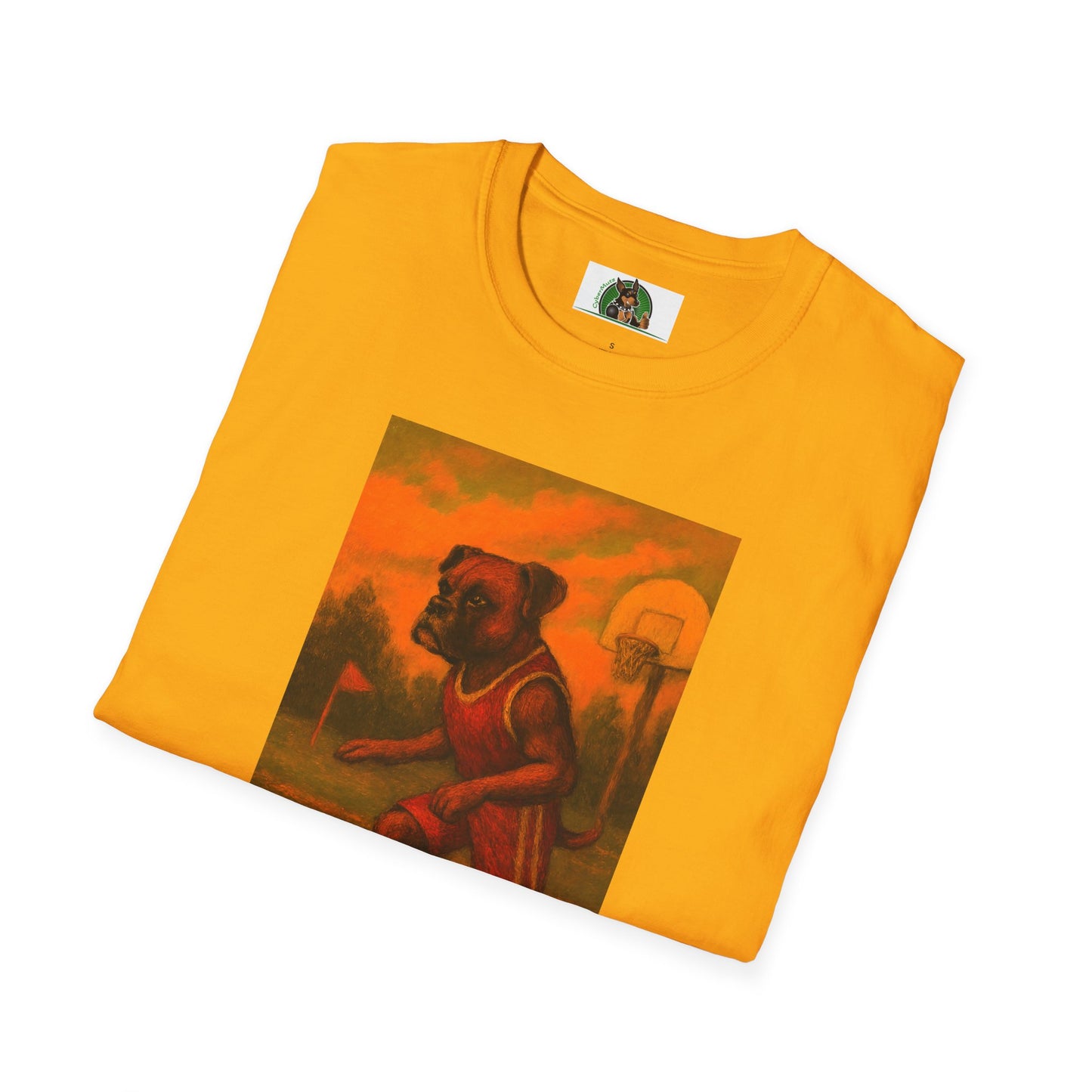 Sports Basketball Boxer Puppy Dogs T-Shirt - Unisex Softstyle