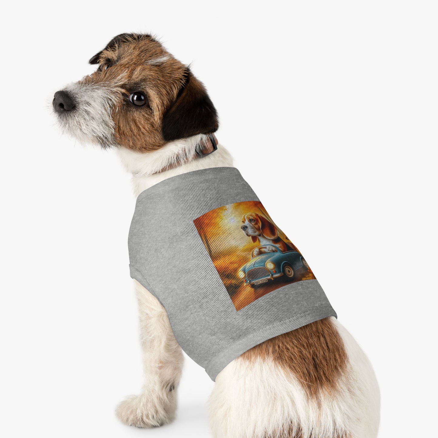 Pet Tank Top Wacky Beagle Dog In Tiny Car Pets Printify   