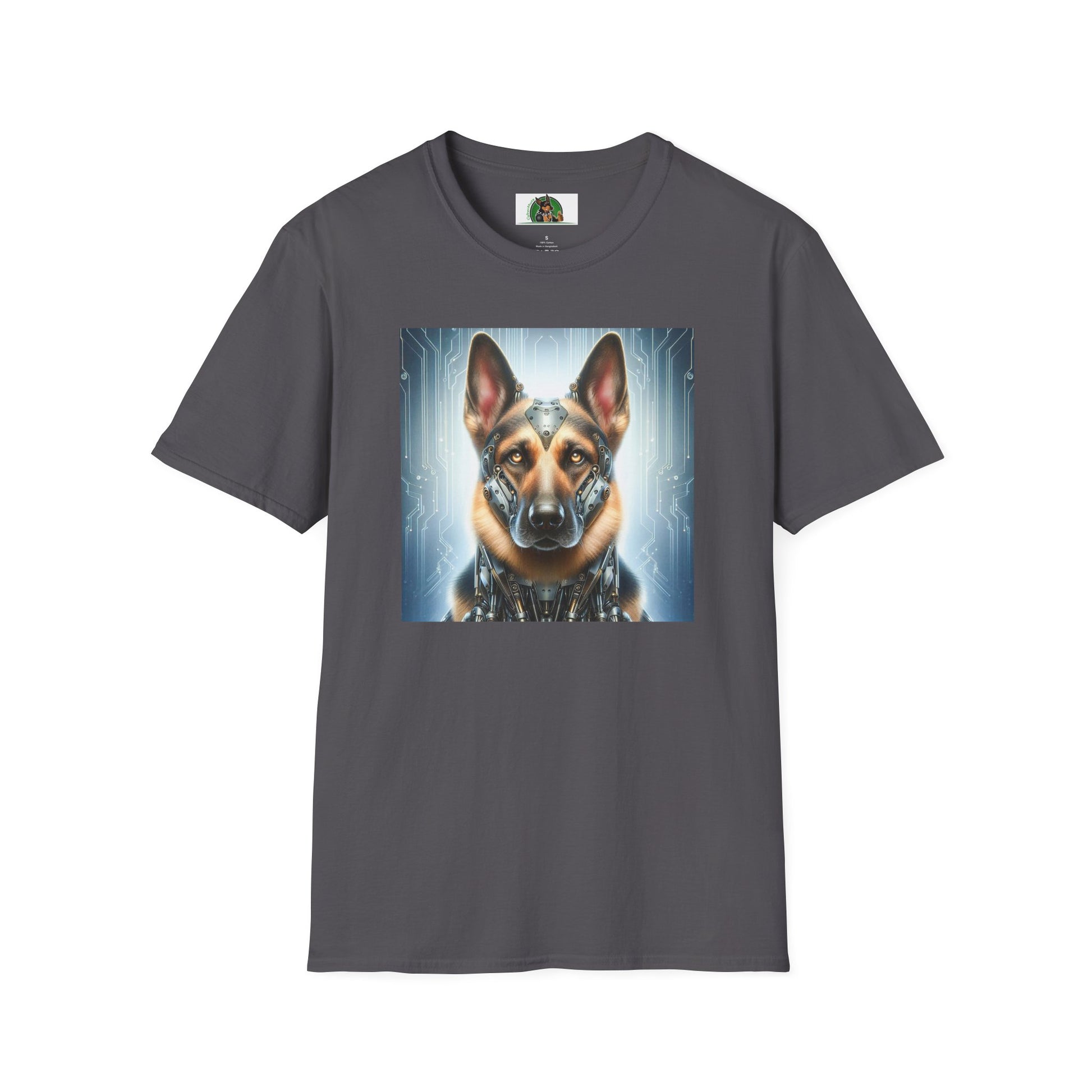 German Shepherd metal man T-Shirt Printify Charcoal S