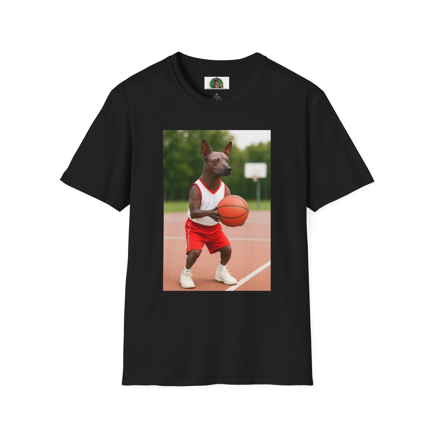 Mexican Hairless Dog Basketball T-Shirt — Dog Lover Sports Tee T-Shirt Printify Black S