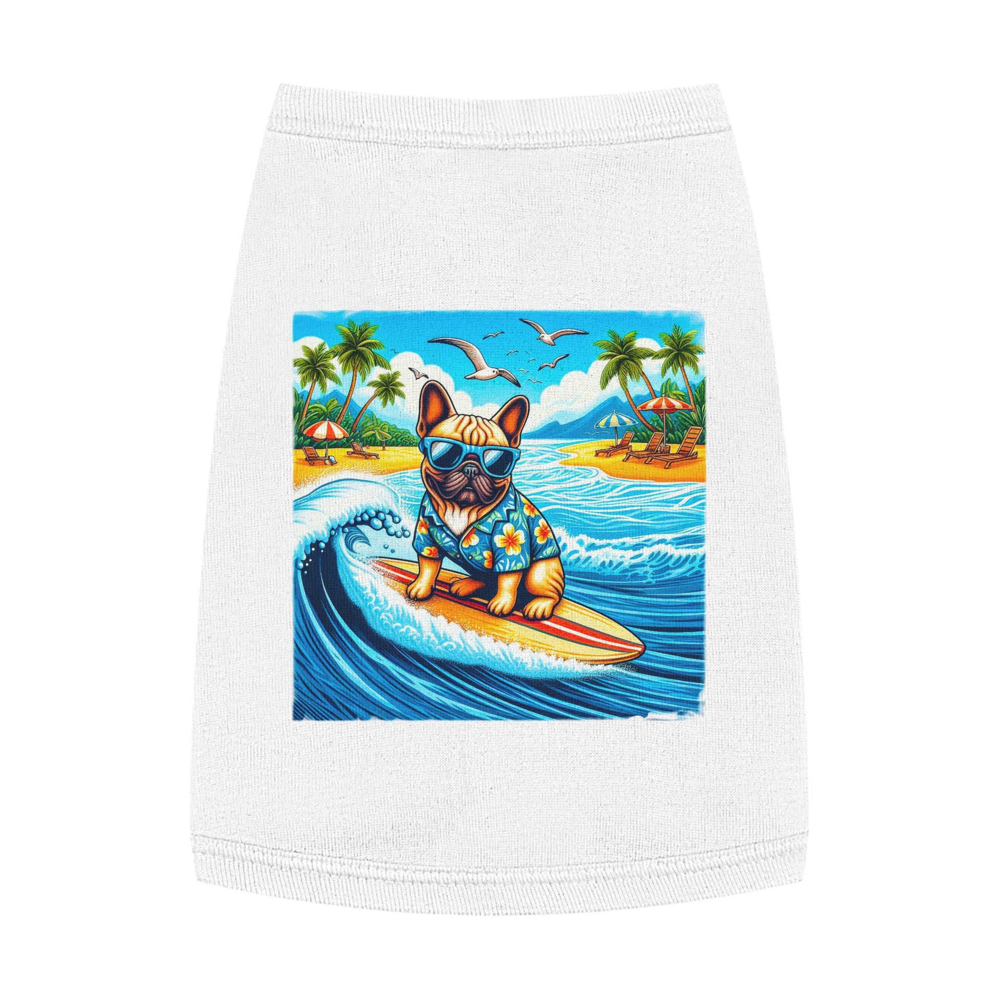 Pet Tank Top French Bulldog blue waves t shirt Pets Printify