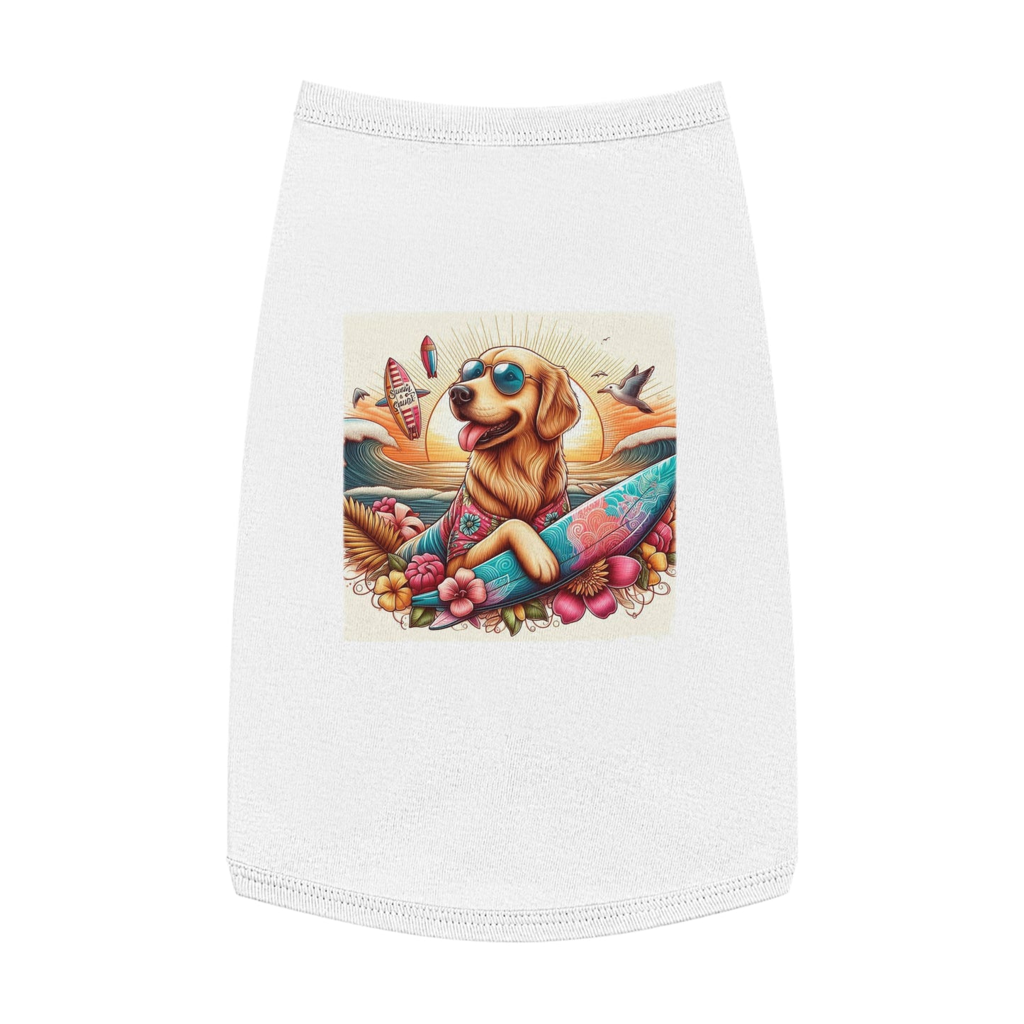 Golden Retriever pet tank top Pets Printify L White 