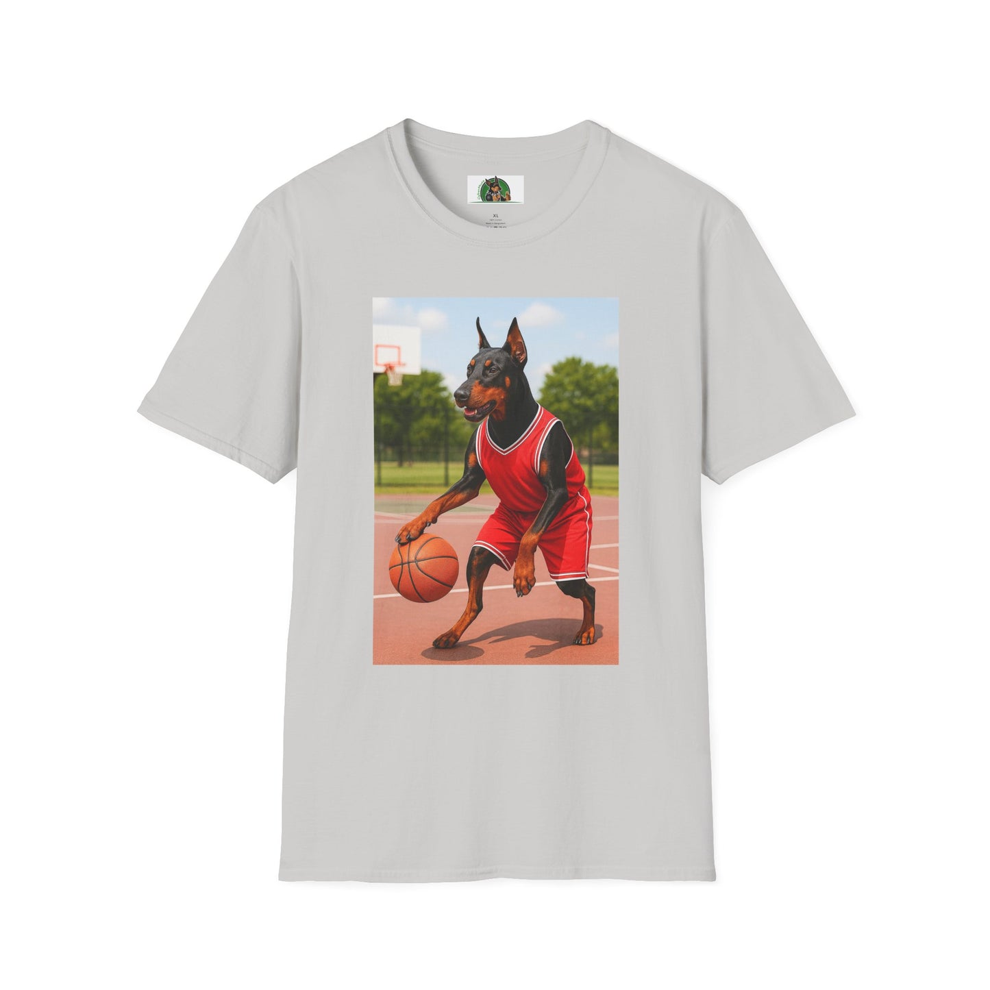 Basketball Doberman Sports T-Shirt T-Shirt Printify Ice Grey S