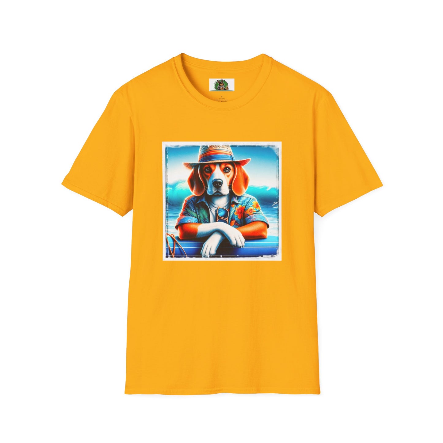 Beagle Wearing Summer Shirt And Hat T-Shirt Printify S Gold 