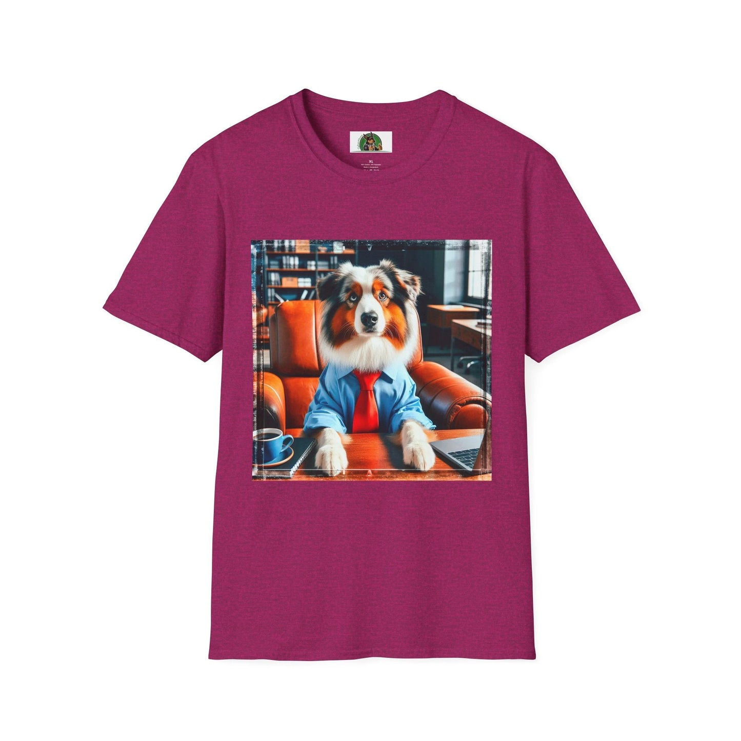 Australian Shepherd Boss Dog T-Shirt Printify S Antique Heliconia