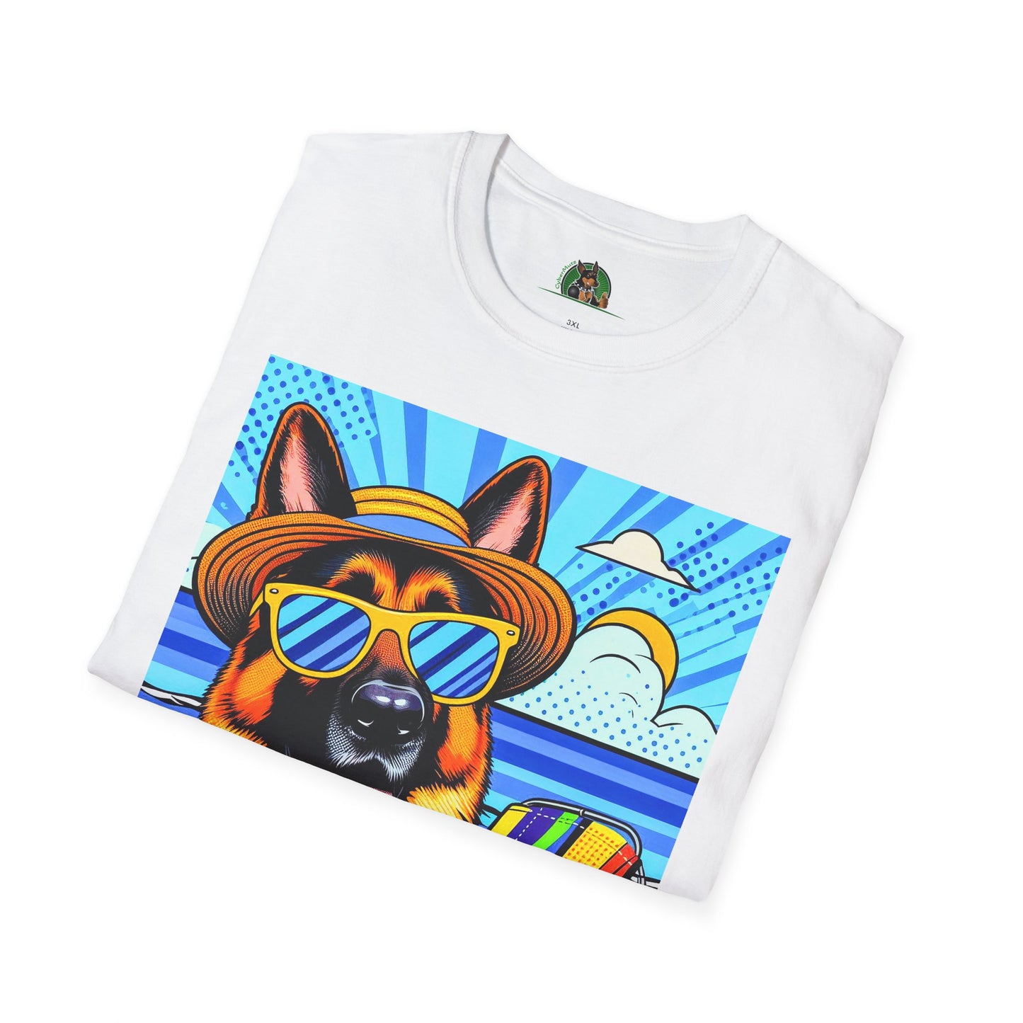 German Shepherd beach puppy shirt T-Shirt Printify