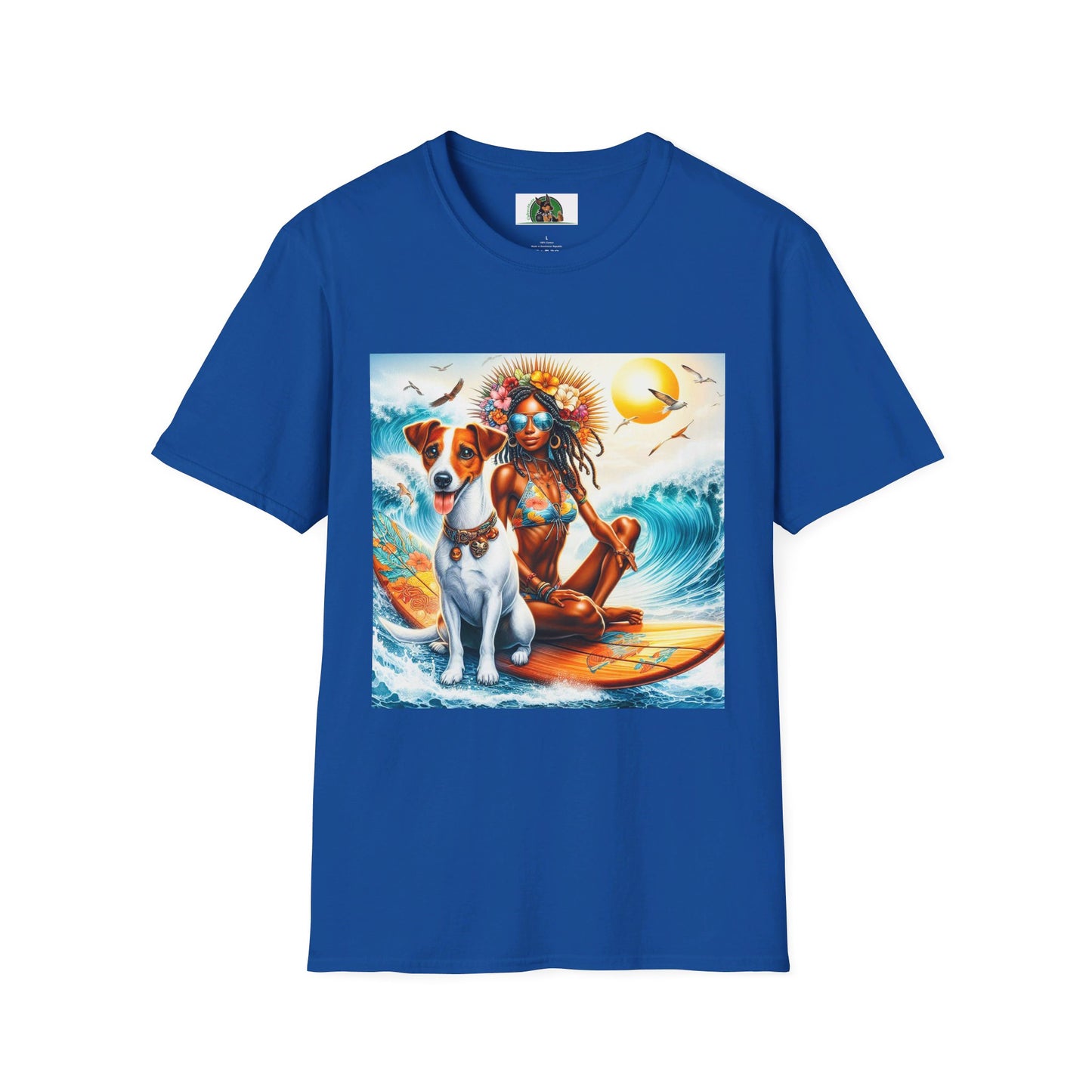 Jack Russell Surfer Girl T-Shirt Printify S Royal 