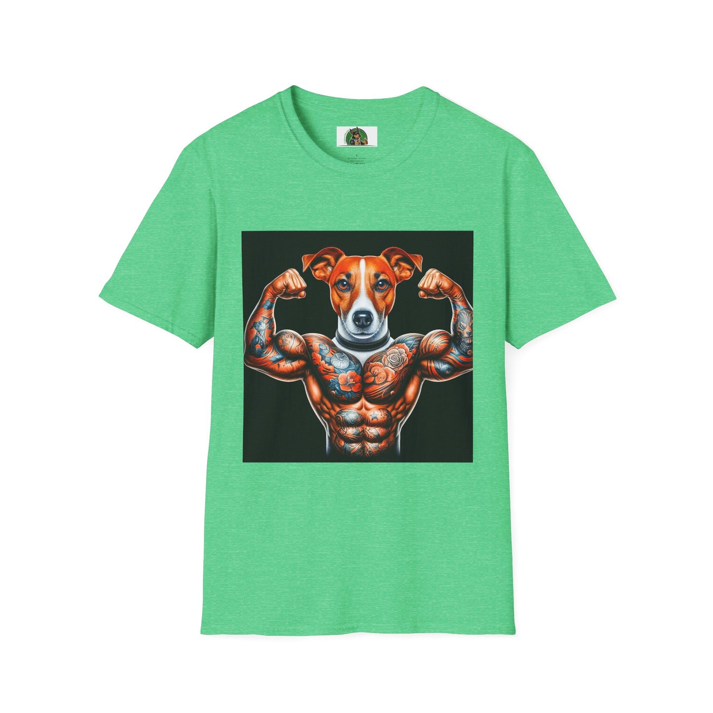Jack Russell Tattooed Buff Dog T-Shirt Printify S Heather Irish Green