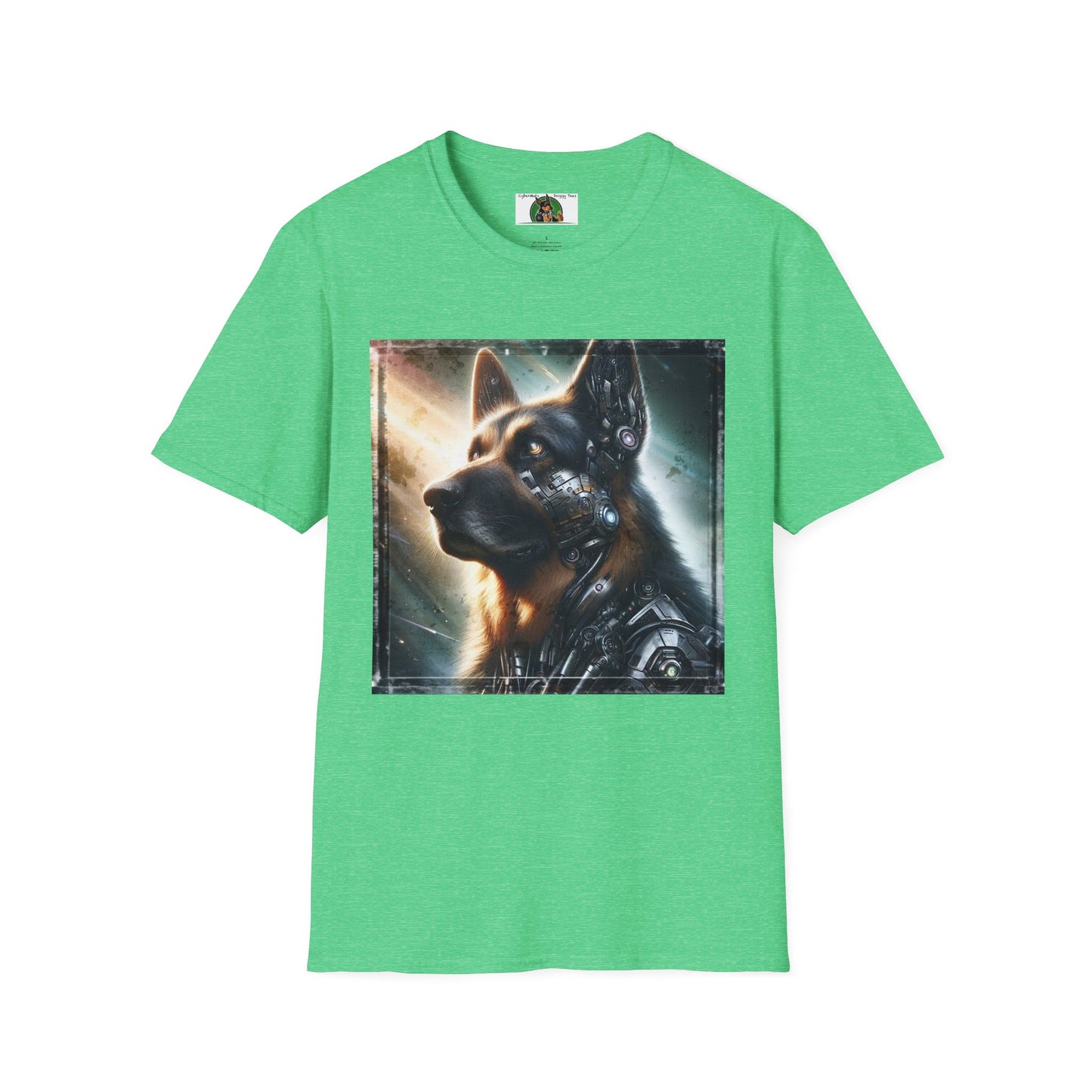 German Shepherd Robotic Dog  Unisex Softstyle T-Shirt T-Shirt Printify S Heather Irish Green 