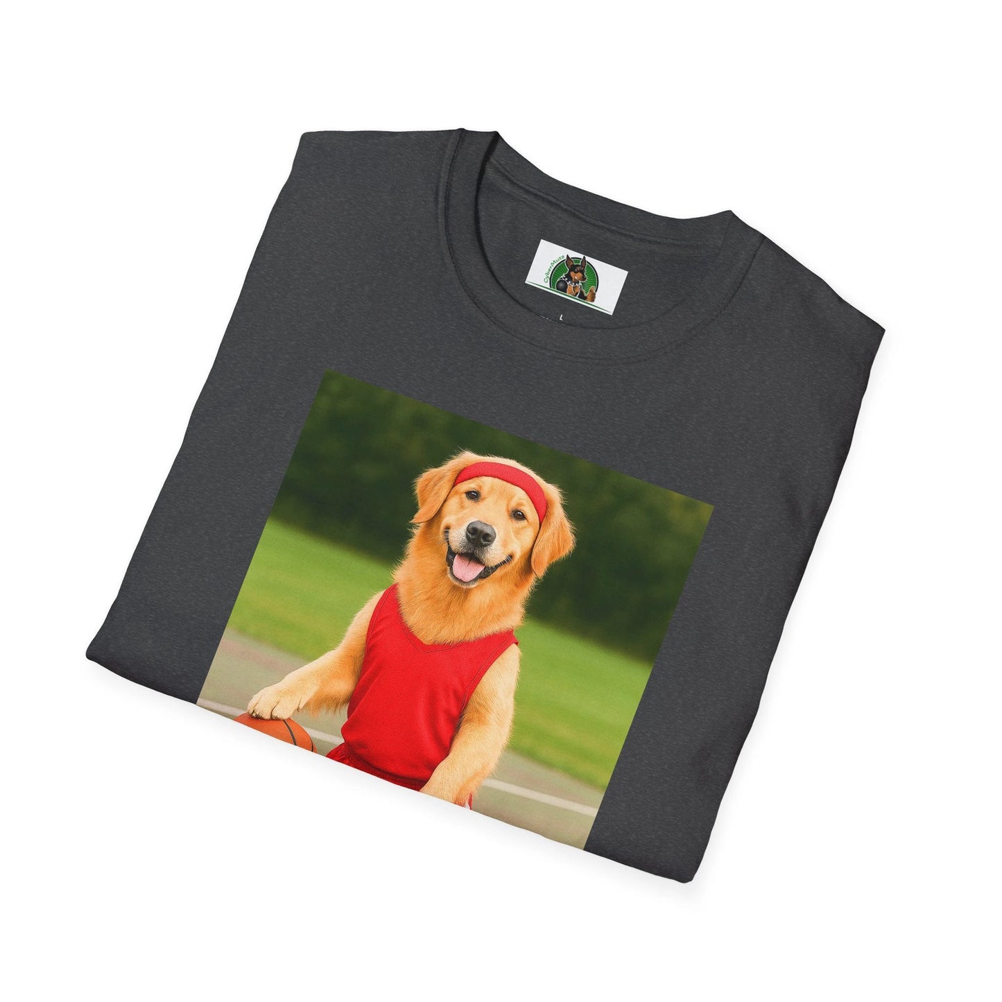 Golden Retriever Playing Basketball T-Shirt — Sports Dog Tee T-Shirt Printify