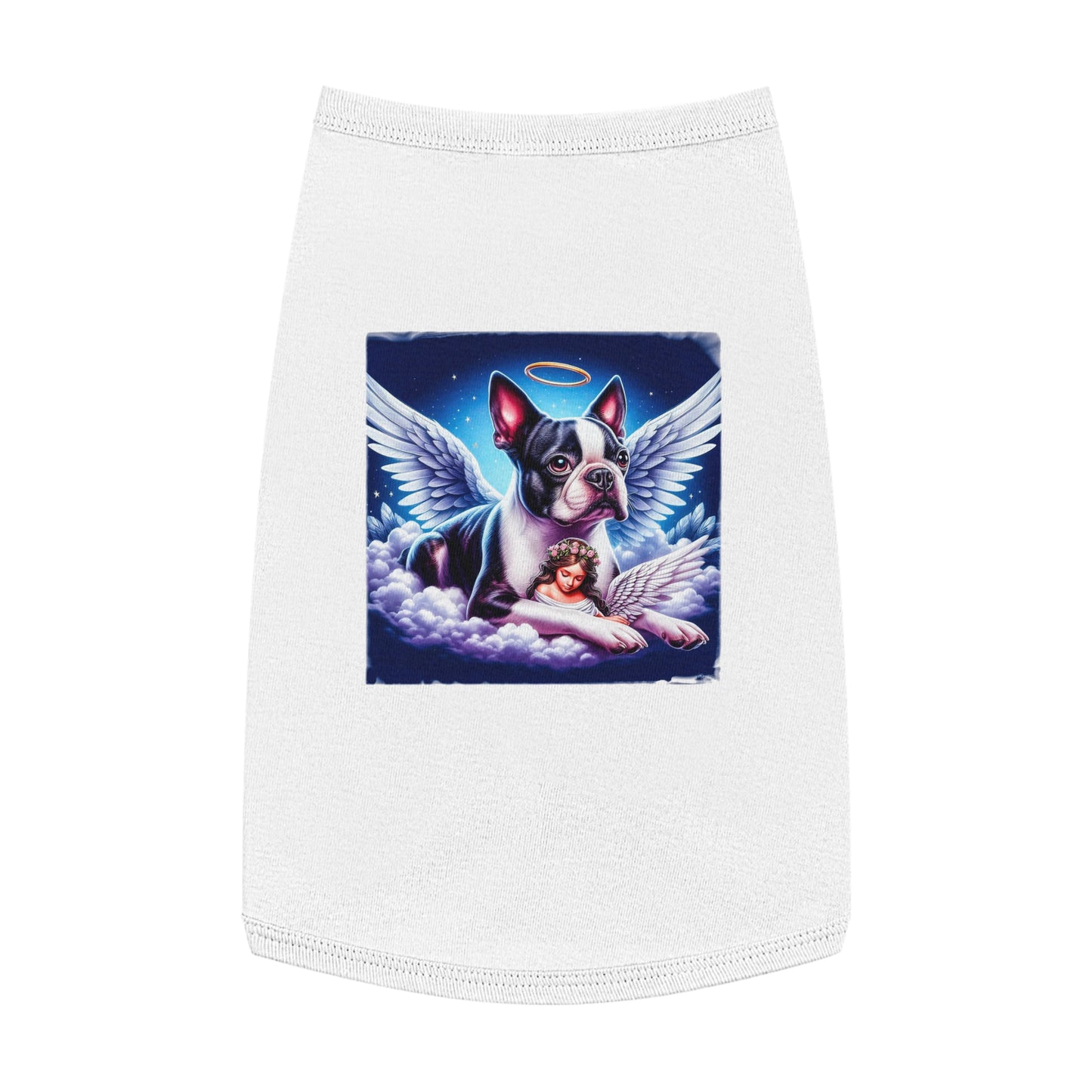 Pet Tank Top Boston Terrier Angel Dog Pets Printify L White 