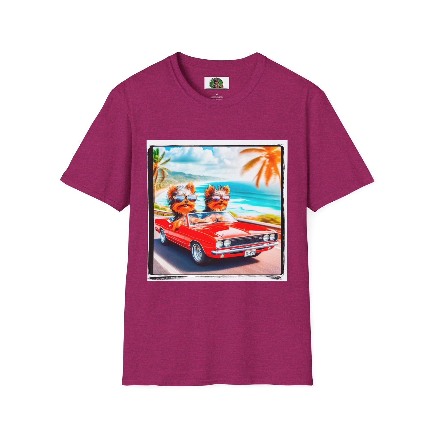Yorkie beach cruising shirt T-Shirt Printify S Antique Heliconia
