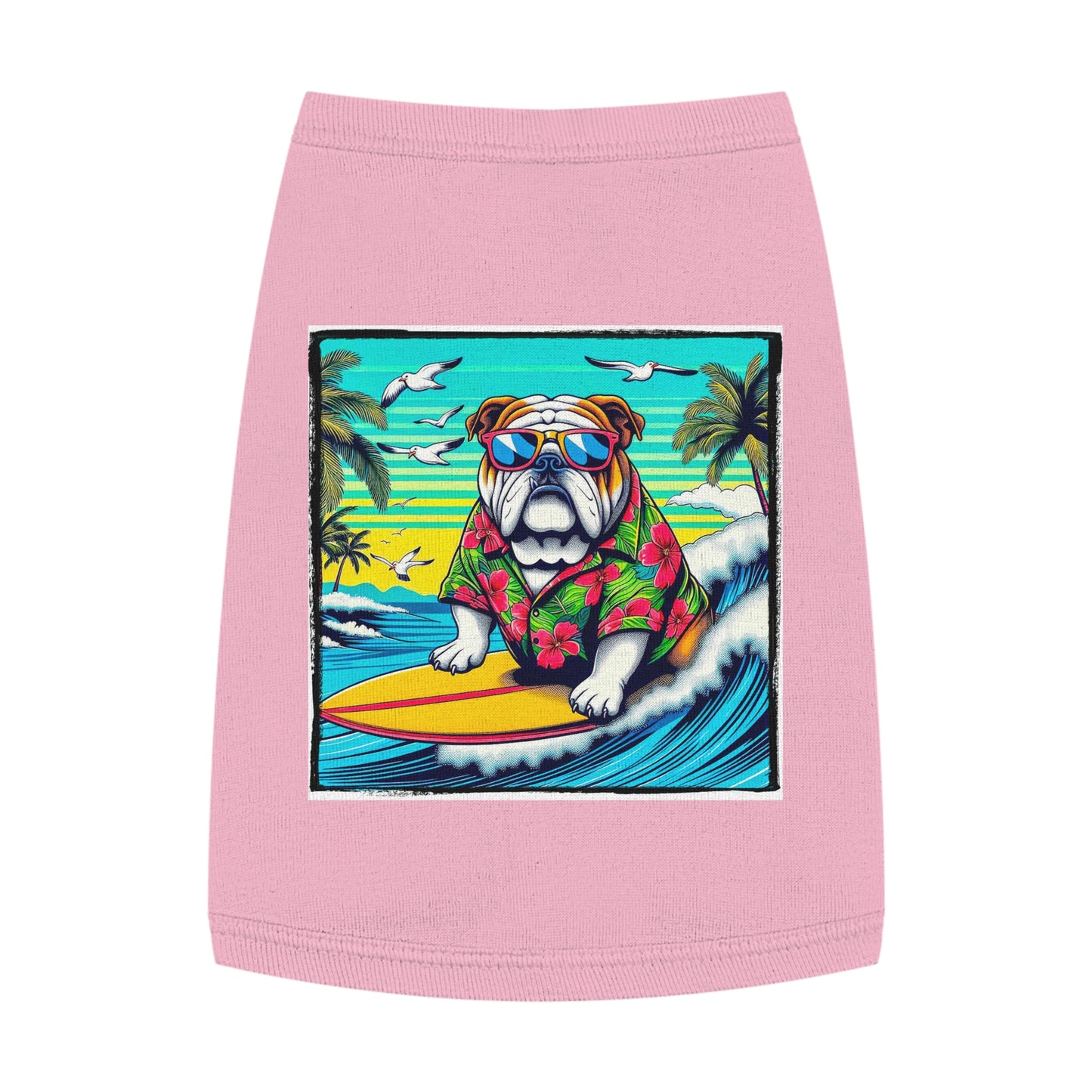Pet Tank Top Bulldog wave crashing t shirt Pets Printify M Pink