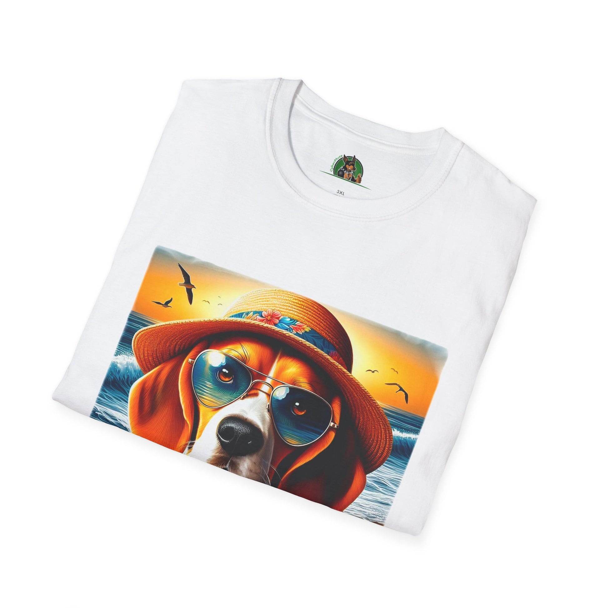 Beagle Wearing Sun Hat At The Beach T-Shirt Printify   