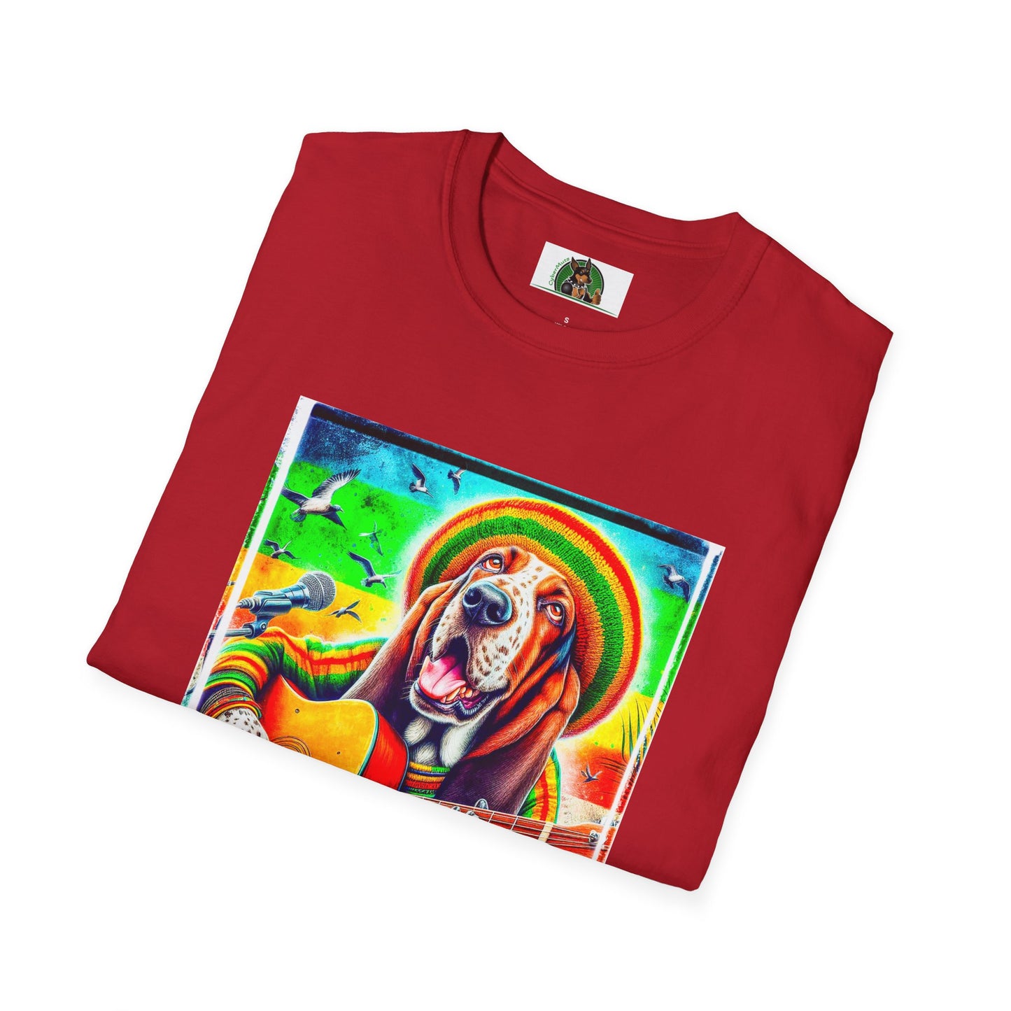 Basset Hound Rasta Dog Playing Guitar T-Shirt Printify   