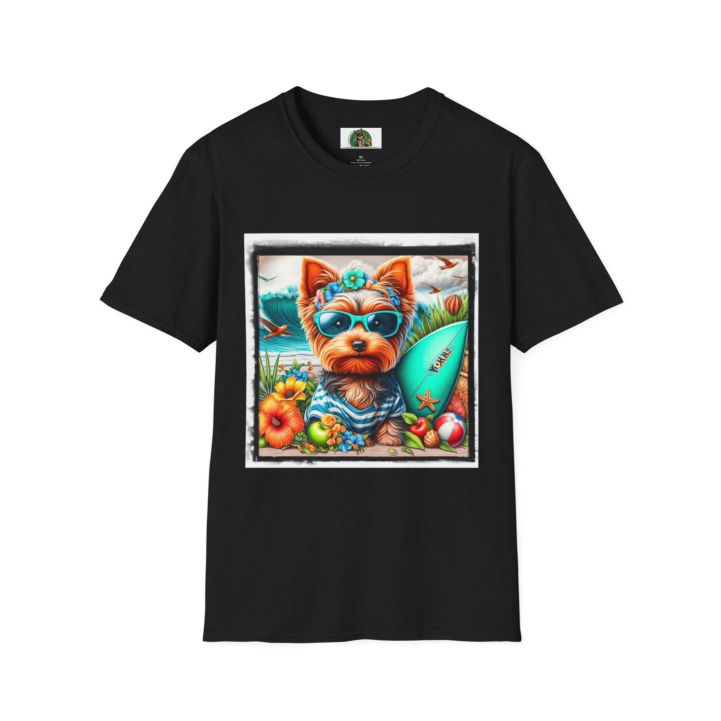 Yorkie flower garden shirt T-Shirt Printify XS Black