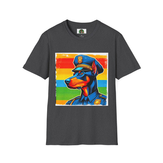 Doberman colorful policeman t shirt T-Shirt Printify XS Dark Heather
