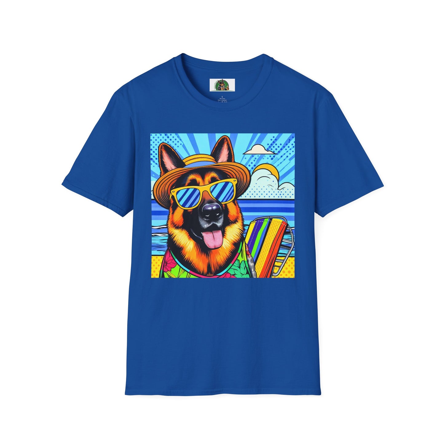 German Shepherd beach puppy shirt T-Shirt Printify Royal S