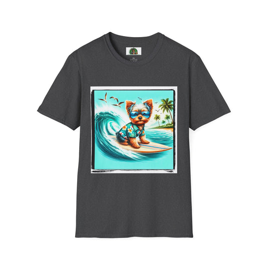 Yorkie crashing eaves shirt T-Shirt Printify XS Dark Heather