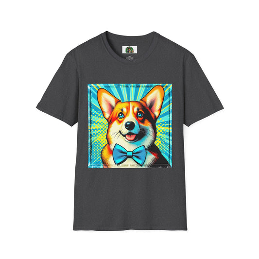 Pembroke Welsh Corgi pretty bow tie T-Shirt Printify XS Dark Heather