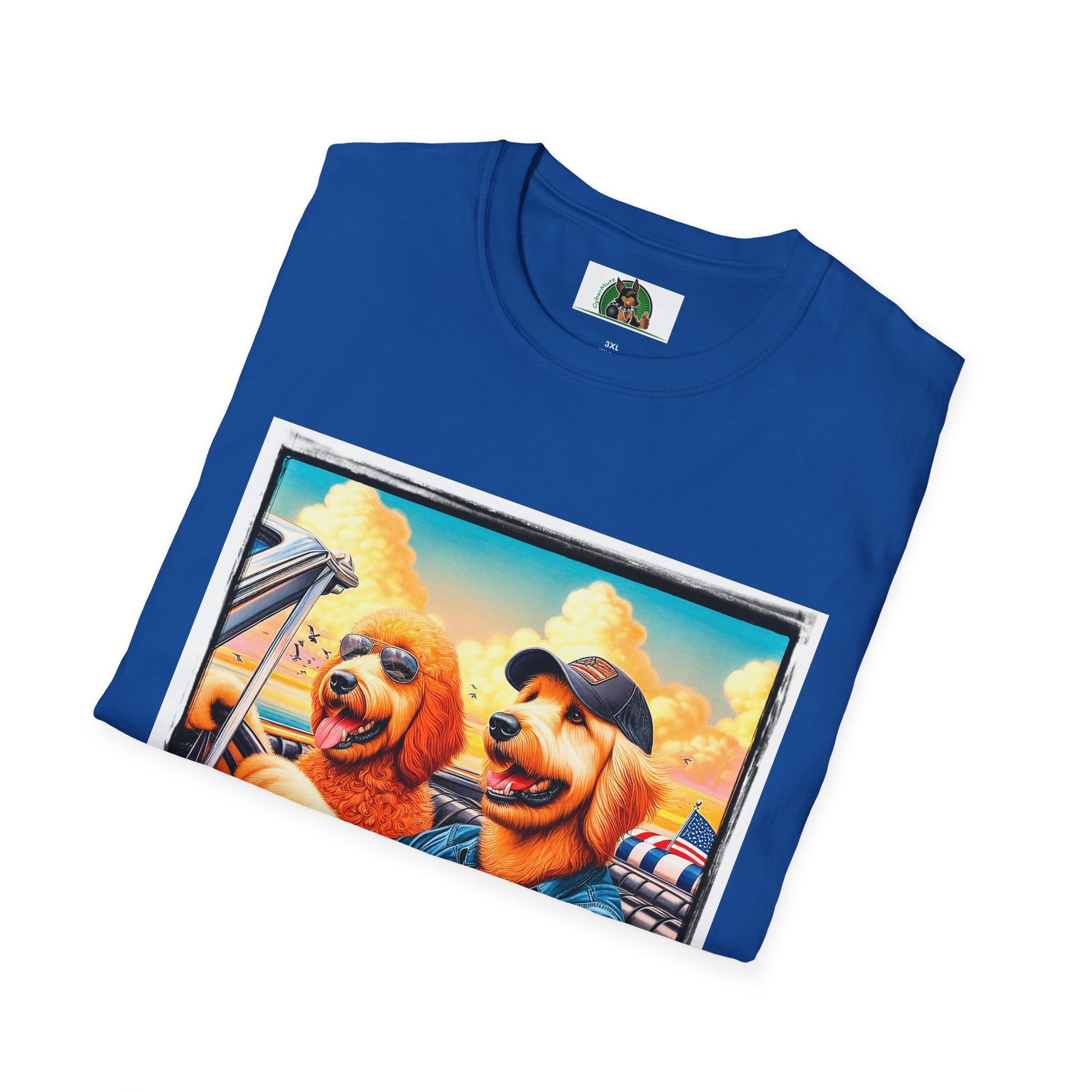 Wacky Golden Doodle driving frirnds T-Shirt Printify