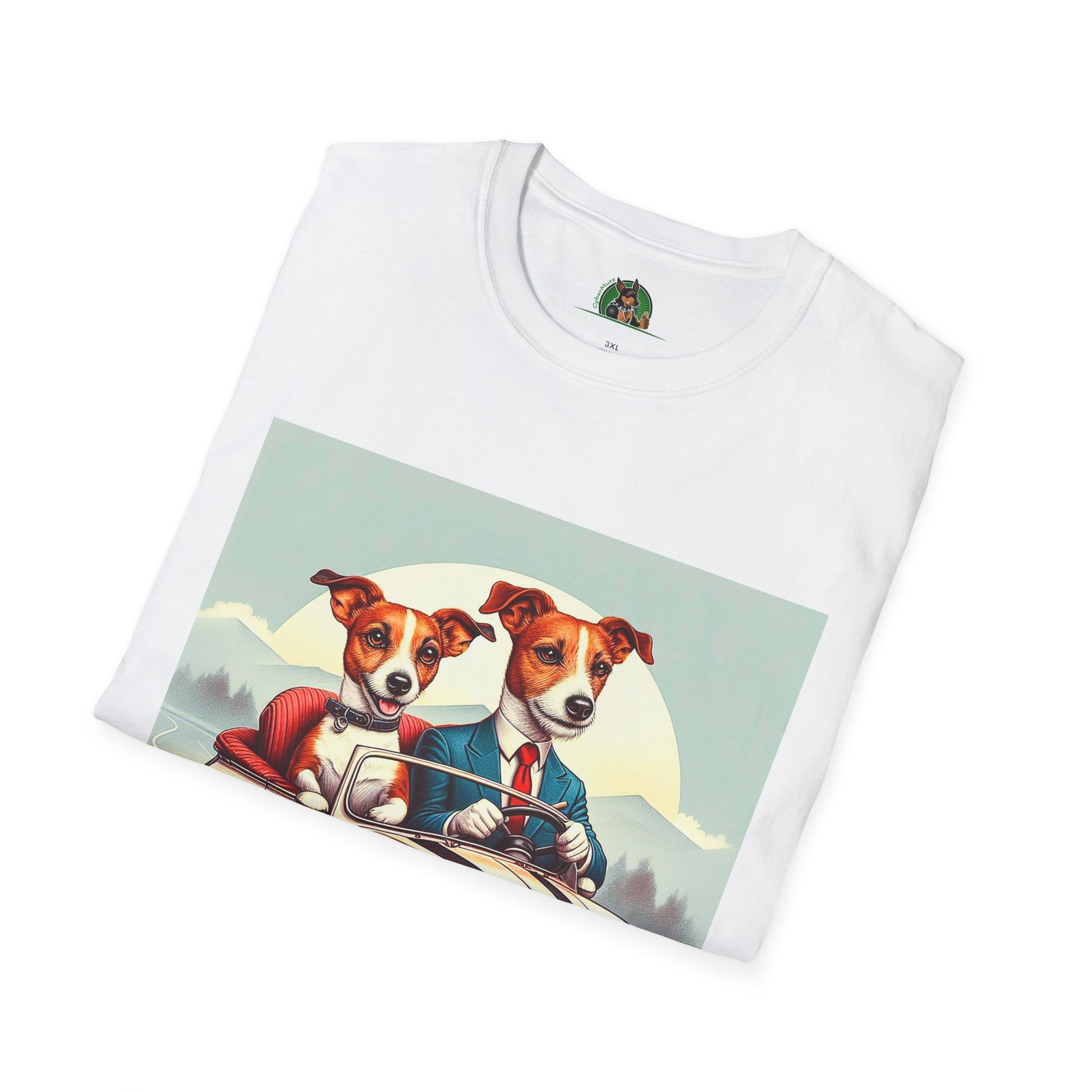Wacky Jack Russell Husband And Wife In Car T-Shirt Printify