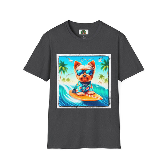 Yorkie blue waves shirt T-Shirt Printify XS Dark Heather