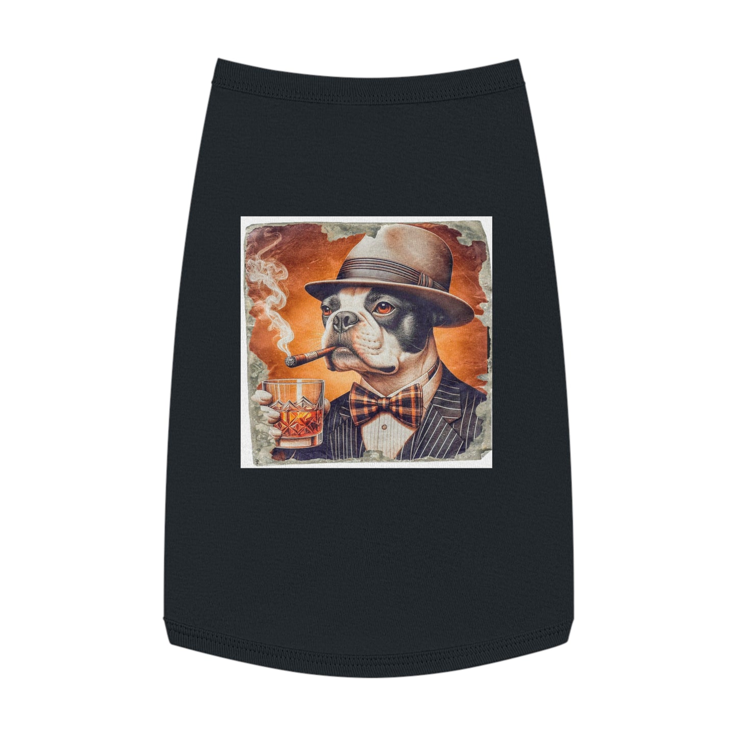 Pet Tank Top Boston Terrier Smoking Cigar Pets Printify L Black 