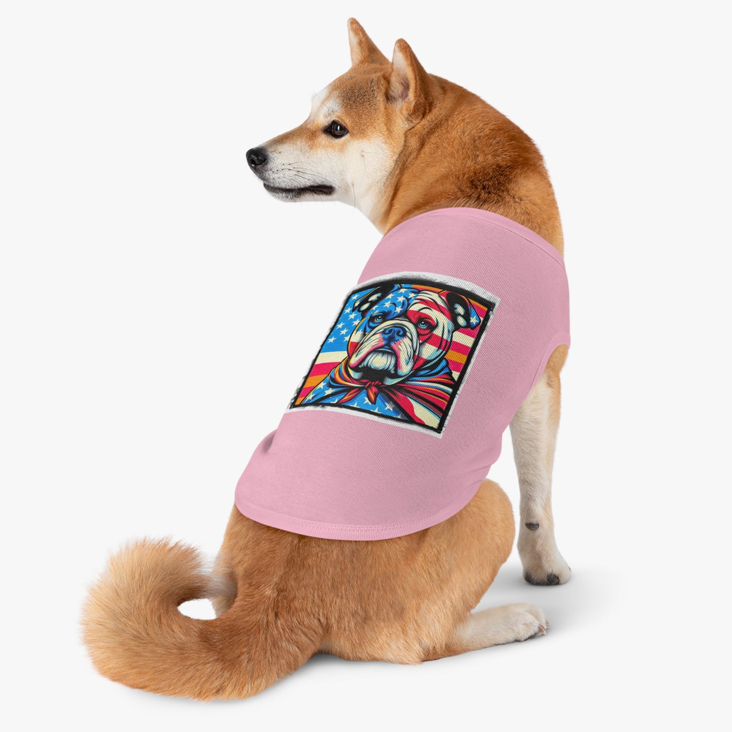 Pet Tank Top Bulldog american flag t shirt