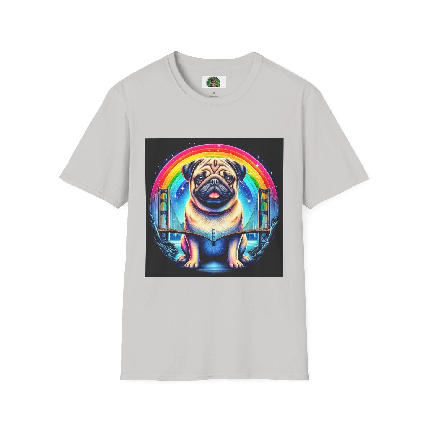 Pug Rainbow T-Shirt T-Shirt Printify S Ice Grey