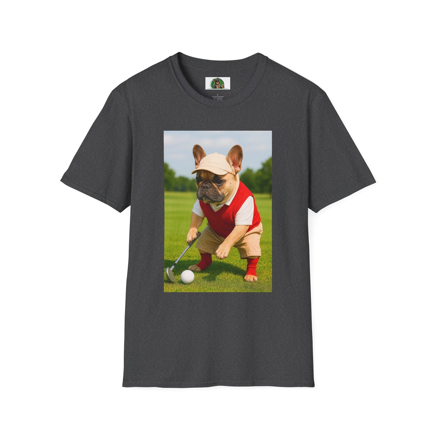 Sports Golf French Bulldog T-Shirt T-Shirt Printify Dark Heather XS