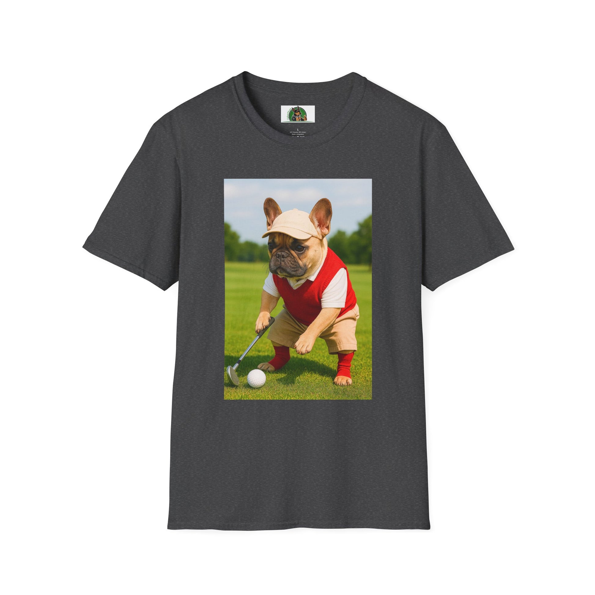Sports Golf French Bulldog T-Shirt T-Shirt Printify Dark Heather XS
