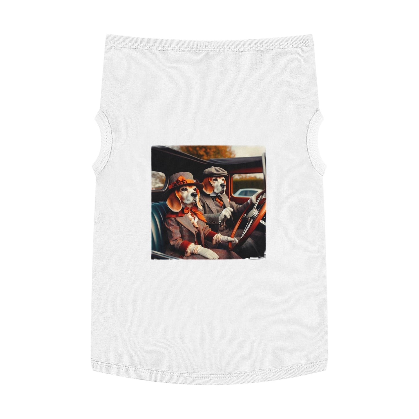 Pet Tank Top Wacky Beagle Dog Couple In Old Car Pets Printify   