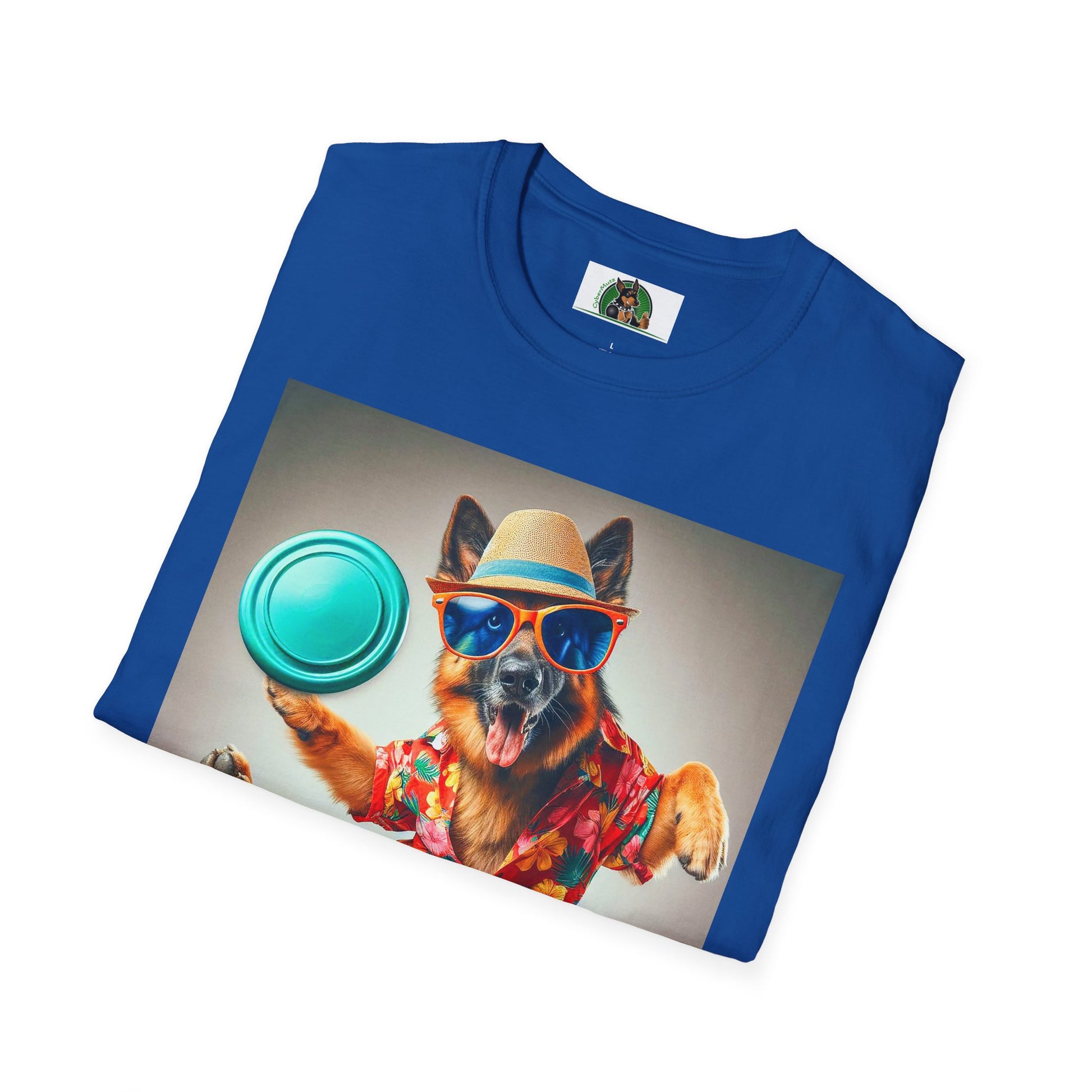 German Shepherd frisbee flying shirt T-Shirt Printify