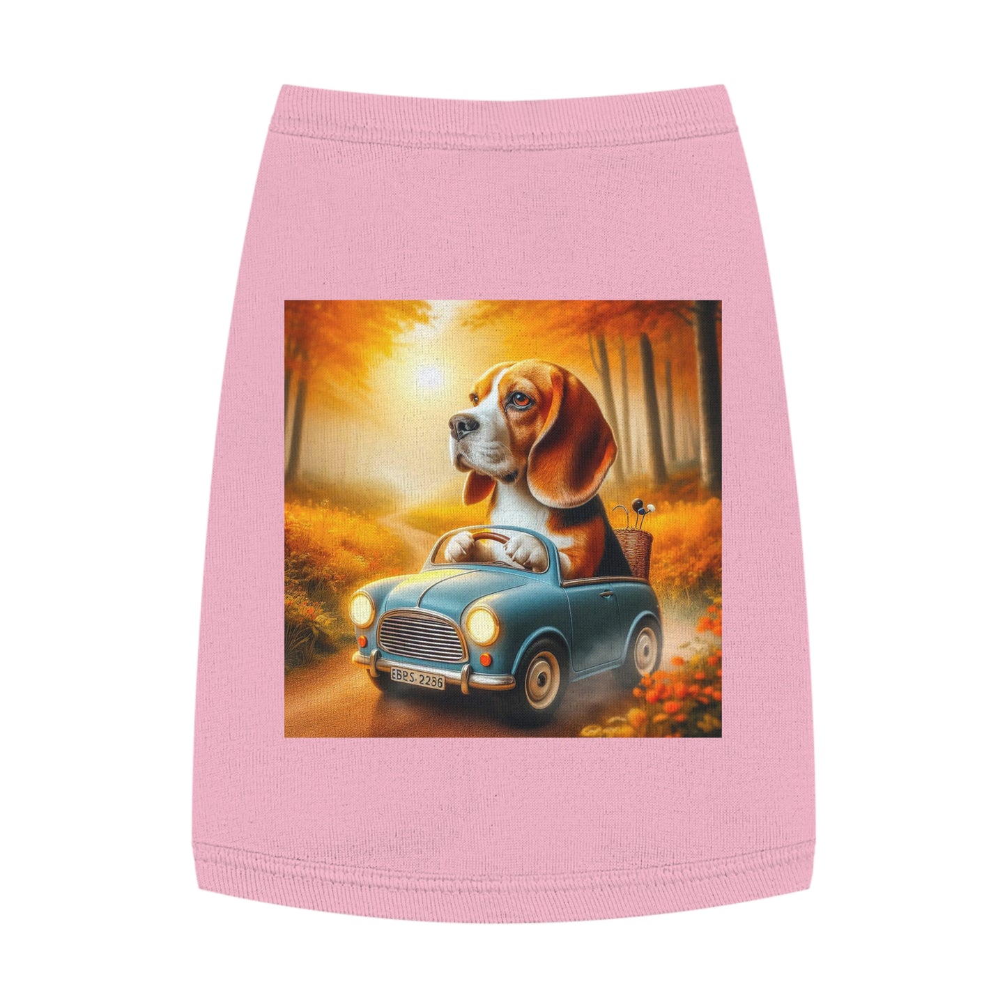 Pet Tank Top Wacky Beagle Dog In Tiny Car Pets Printify M Pink 