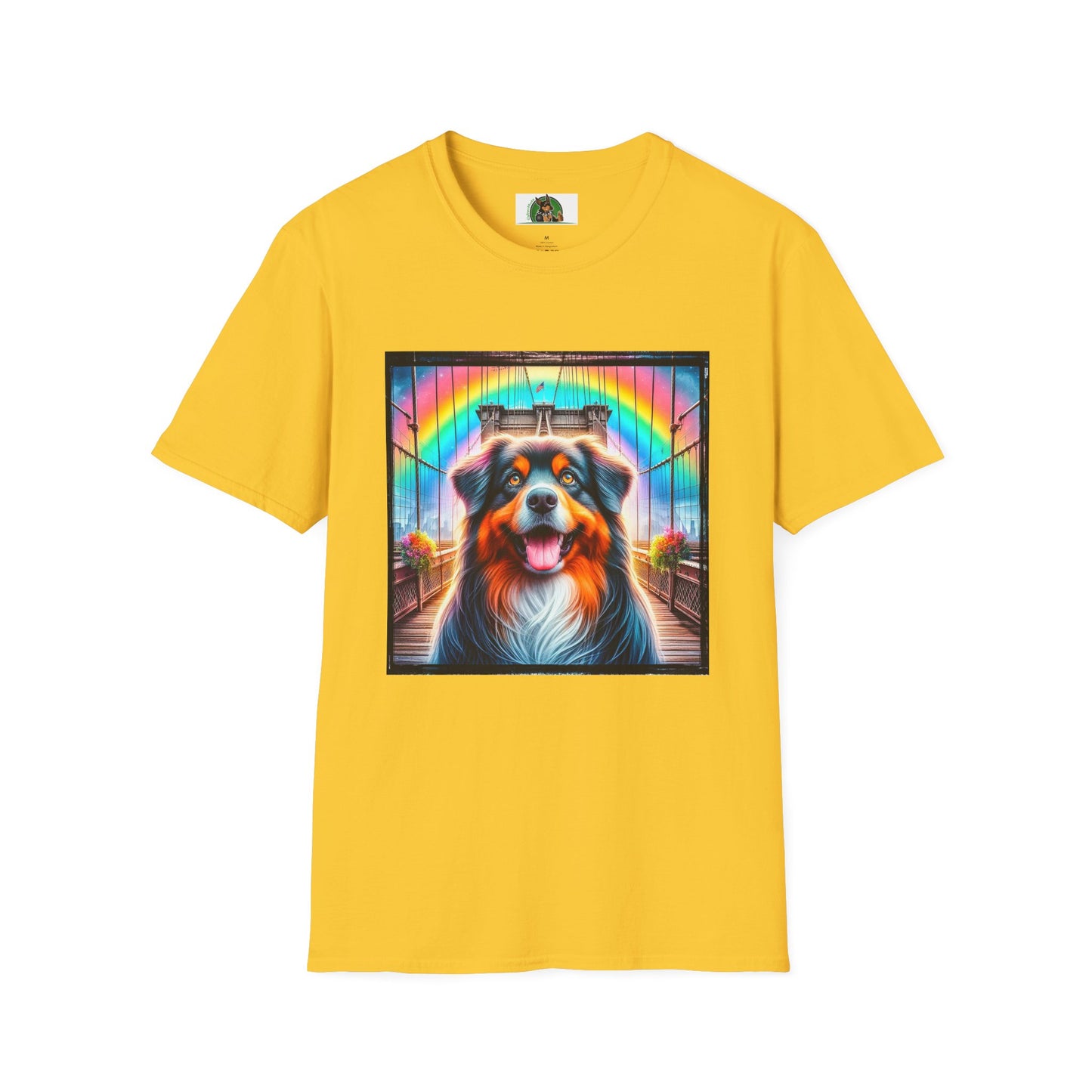 Australian Shepherd Bright Rainbow Bridge T-Shirt Printify S Daisy