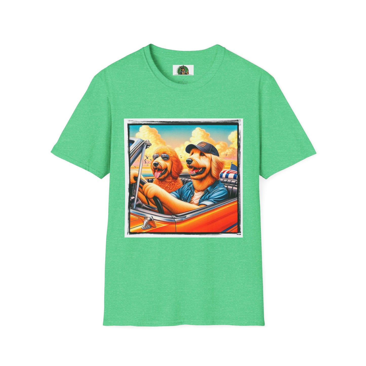 Wacky Golden Doodle driving frirnds T-Shirt Printify S Heather Irish Green