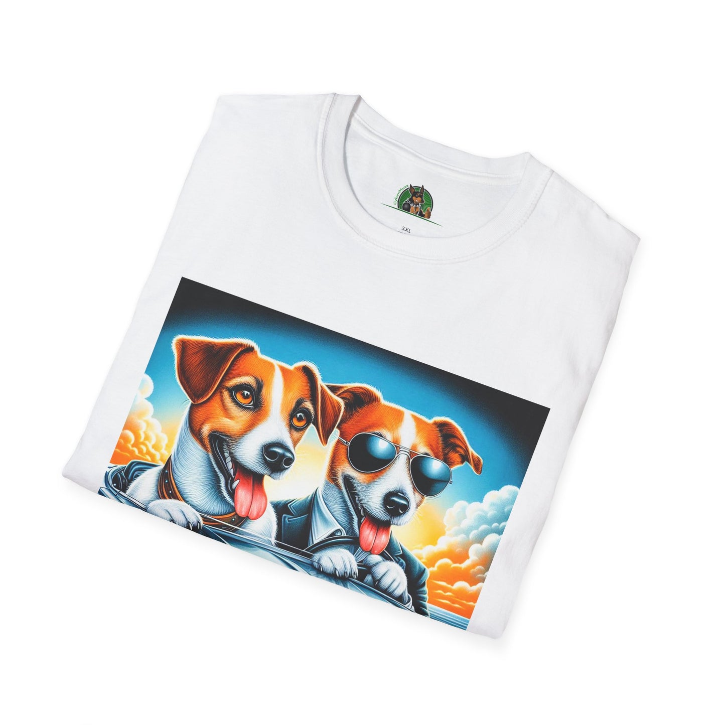 Wacky Jack Russell Father And Son Driving T-Shirt Printify