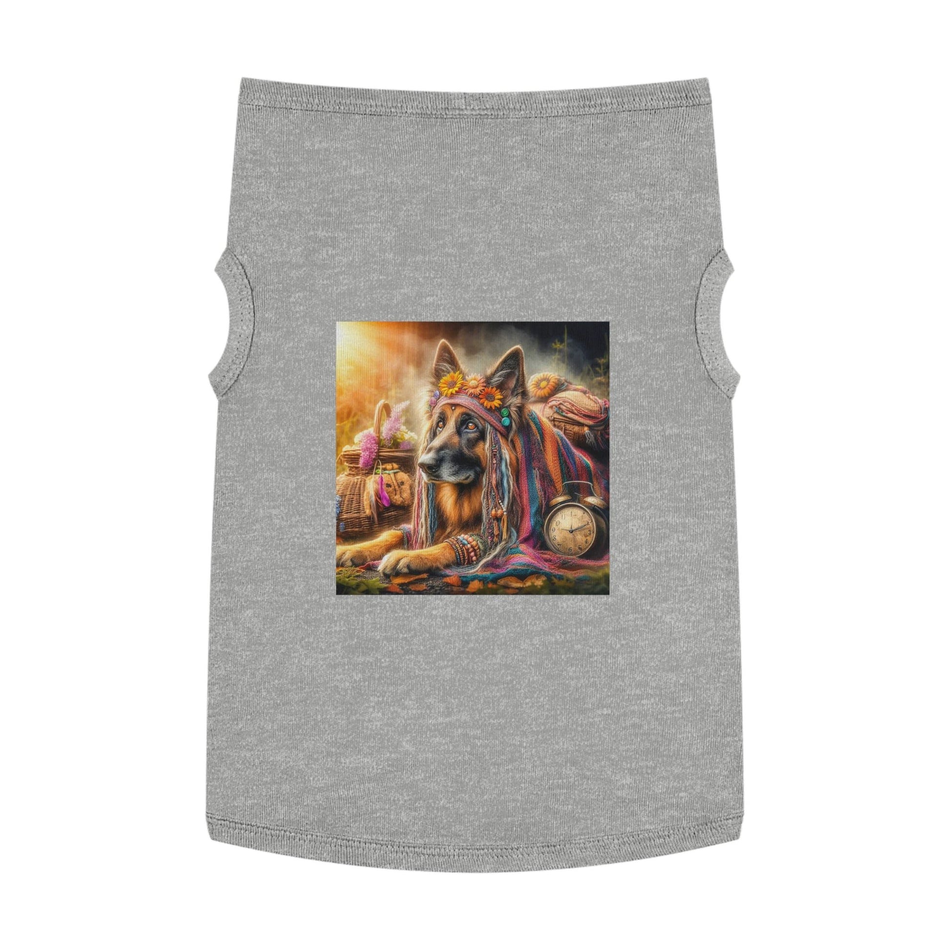 German Shepherd Hippie Pet Tank Top Pets Printify XL Heather