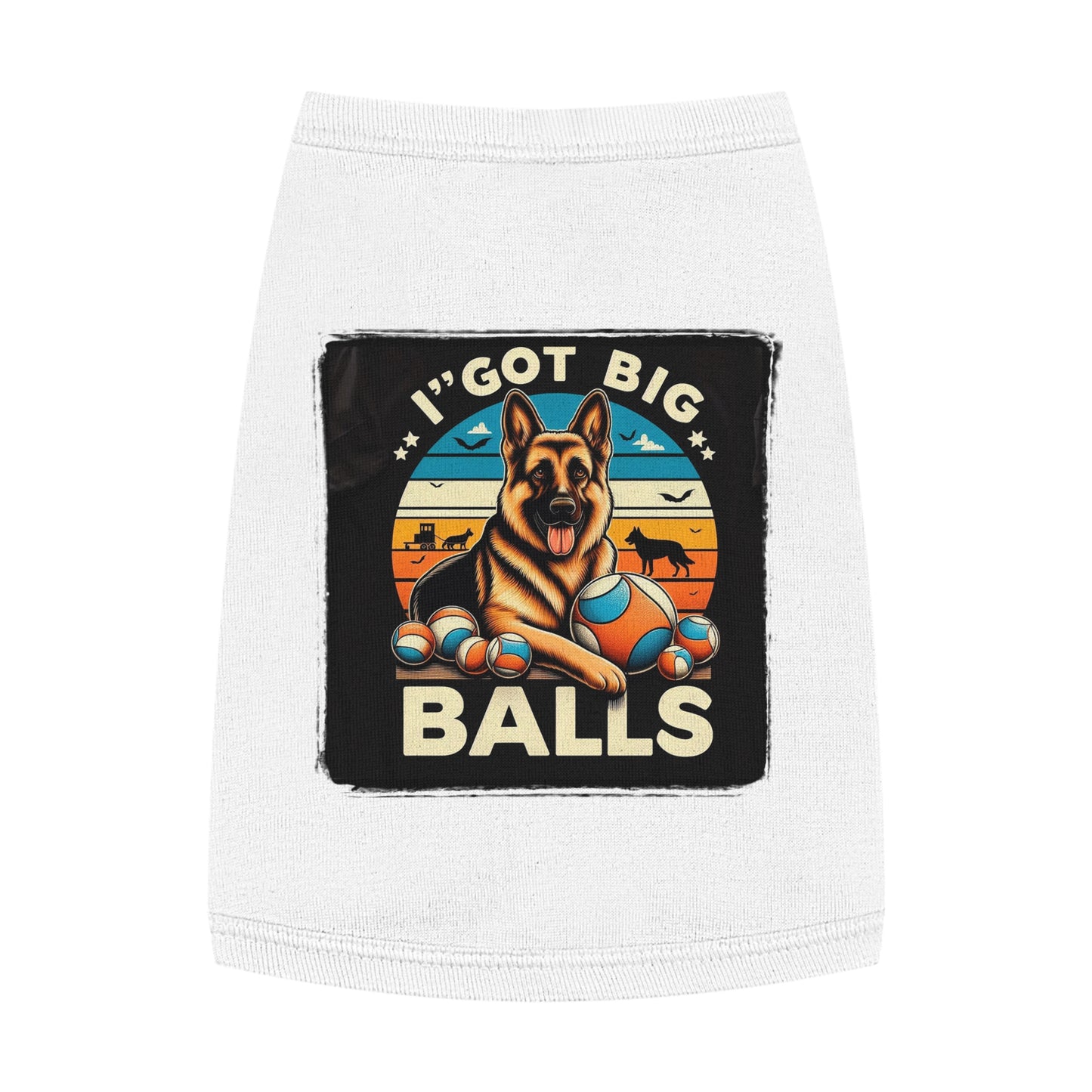 Dog Tank Top German Shepherd balls Pet Apparel Pets Printify M White