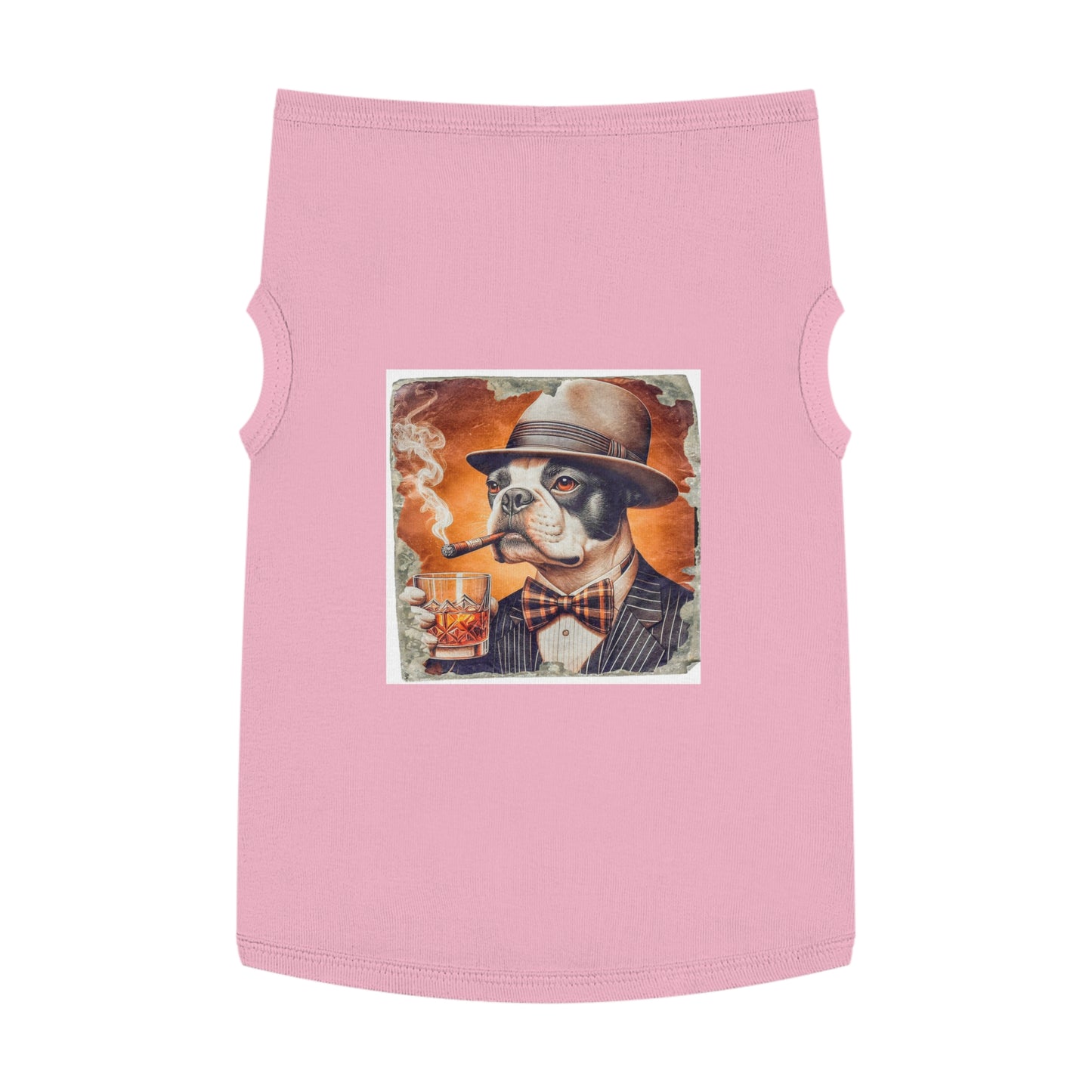 Pet Tank Top Boston Terrier Smoking Cigar Pets Printify XL Pink 