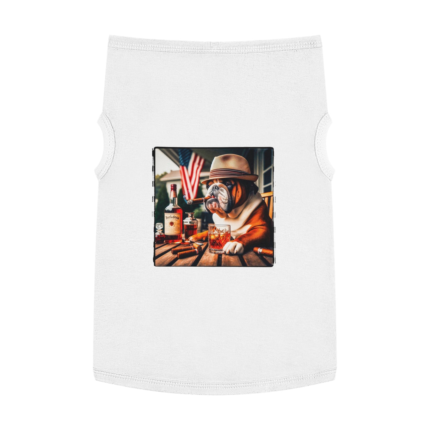 Pet Tank Top Bulldog cigar chilling t shirt Pets Printify XL White