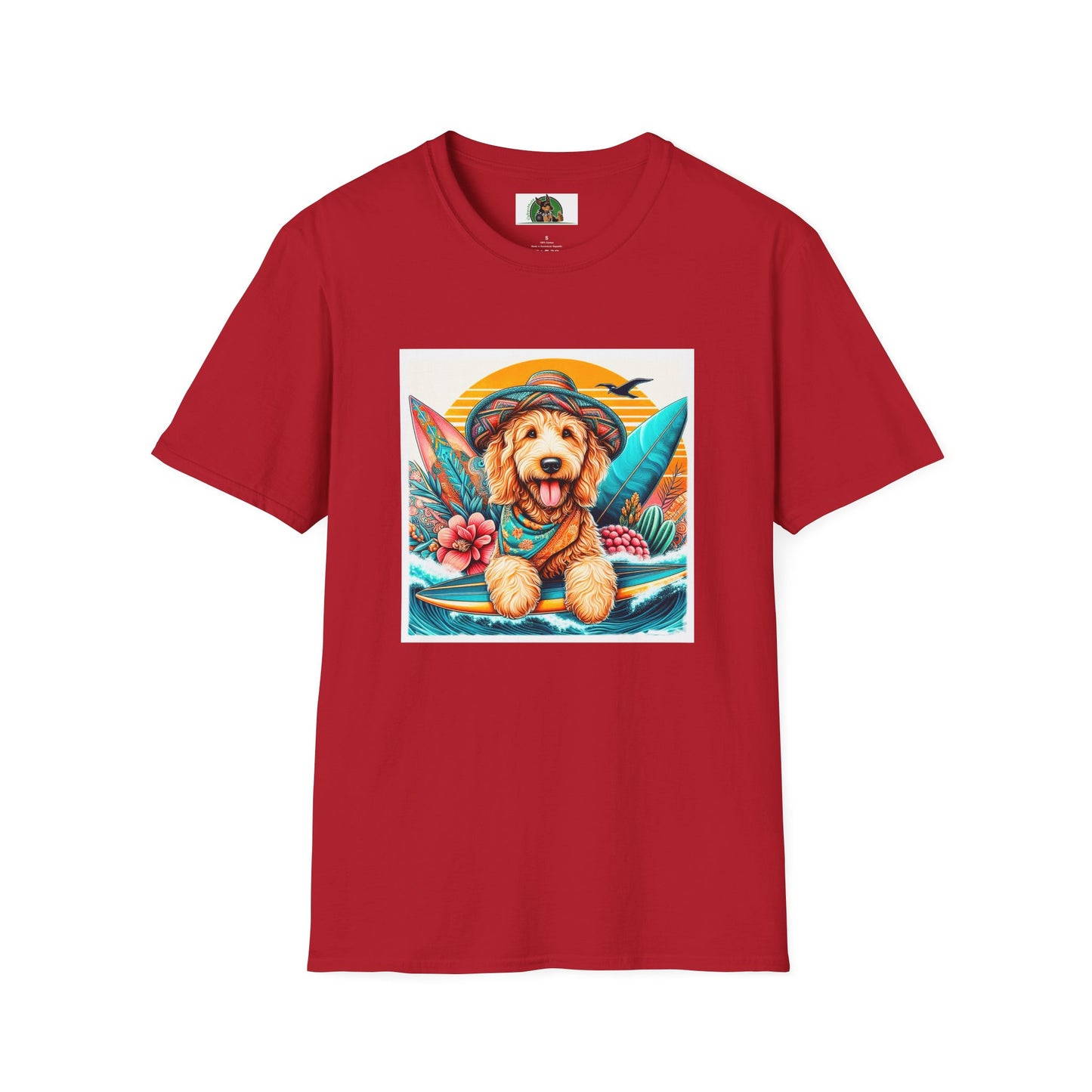 Golden Doodle blue waves shirt T-Shirt Printify S Cherry Red