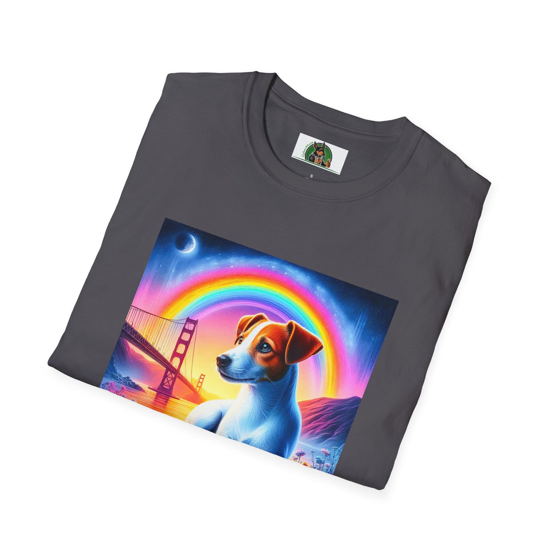 Jack Russell Rainbow Bridge Moonlit Mountain T-Shirt Printify