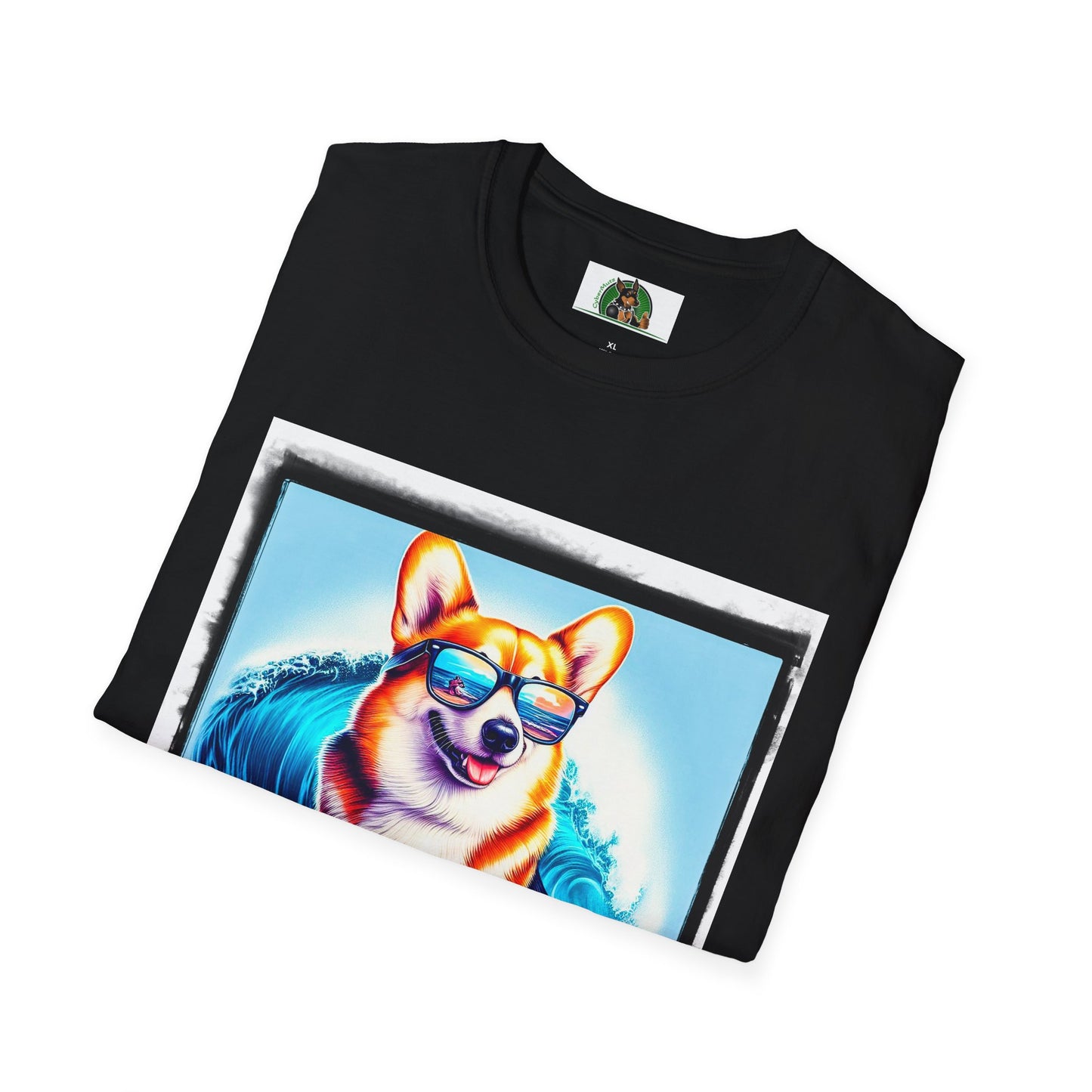 Pembroke Welsh Corgi surfing waves shirt T-Shirt Printify