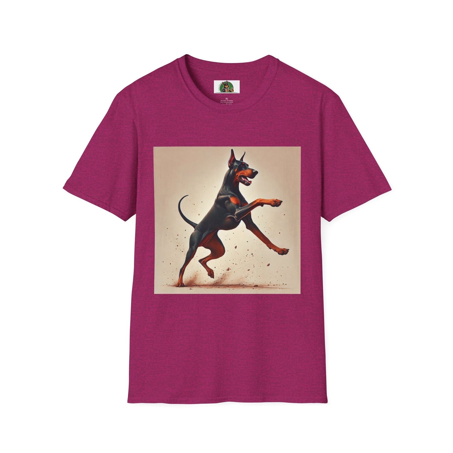 Dancing Doberman Unisex T-Shirt T-Shirt Printify S Antique Heliconia