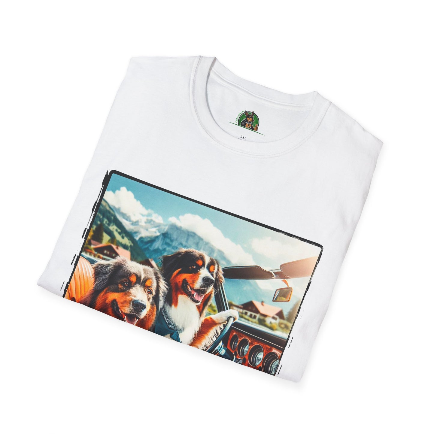 Australian Shepherd Dogs In Car T-Shirt Printify