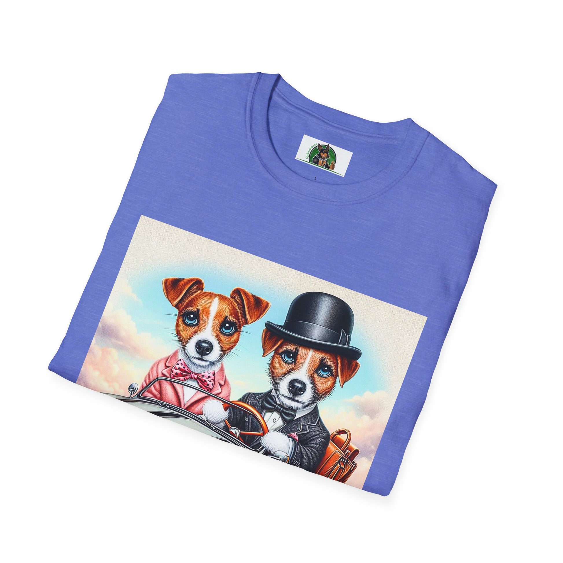 Wacky Jack Russell Top Hat Couple In Car T-Shirt Printify   