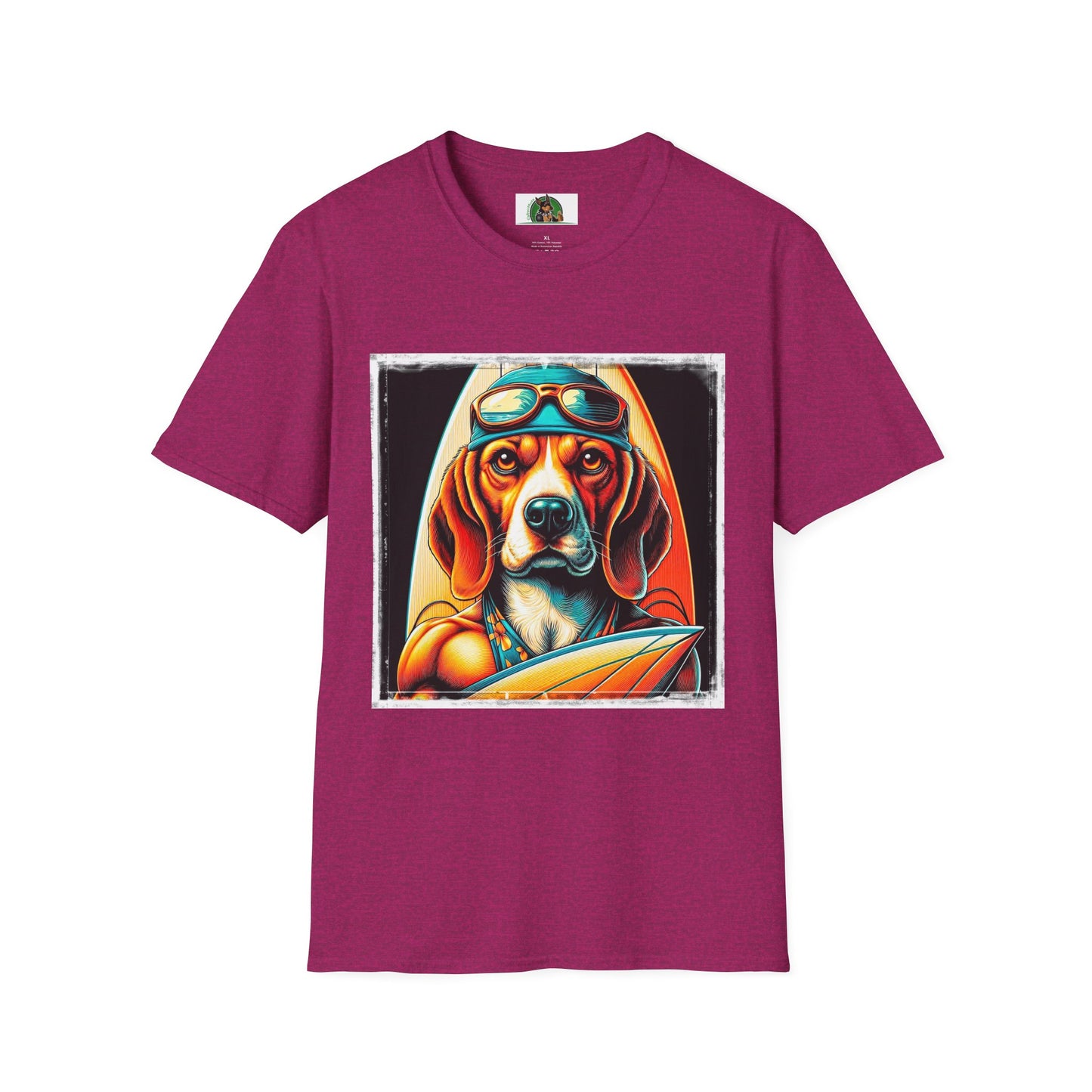 Beagle Muscle Surfer Dog T-Shirt Printify S Antique Heliconia 